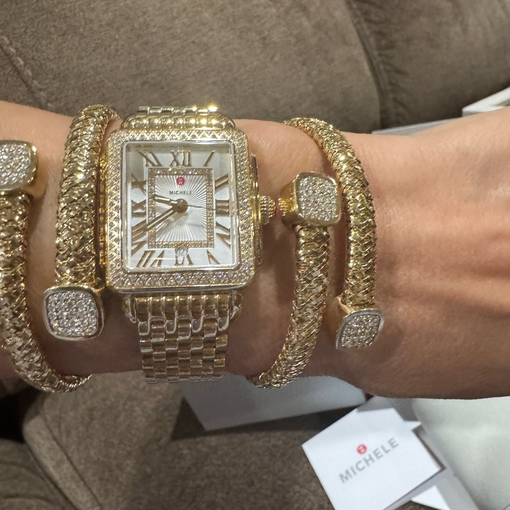 Dazzling MICHELE Deco Diamond Bezel Watch – .60 CTW – Ref. MWW06G000003 - Picture 8 of 17
